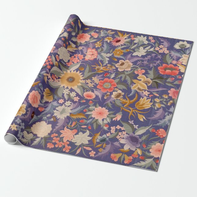 Decorative Floral Print Wrapping Paper (Unrolled)