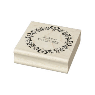 Decorative Floral Return Address Rubber Stamp