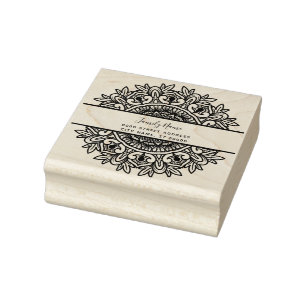 Decorative Floral Return Address Rubber Stamp