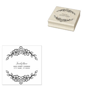 Decorative Floral Return Address Rubber Stamp