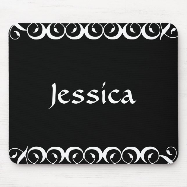 Decorative Floral Swirl With Initial Personalized Mouse Pad (Front)