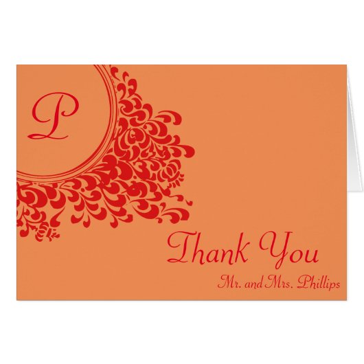 Decorative Floral Swirl With Initial Thank You (Front Horizontal)