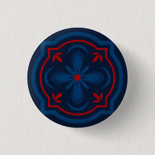 Decorative Floral Tile Pattern Button (Front)