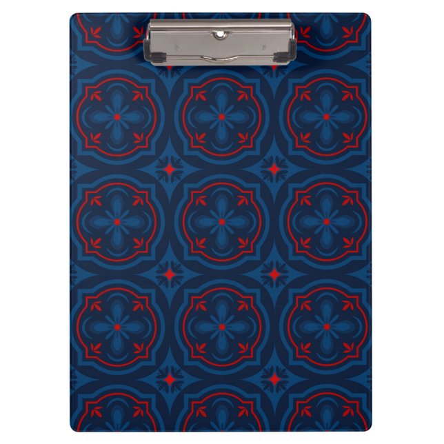 Decorative Floral Tile Pattern Clipboard (Front)