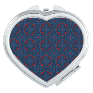 Decorative Floral Tile Pattern Compact Mirror