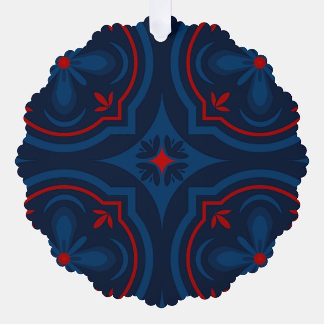 Decorative Floral Tile Pattern Ornament Card (Front)