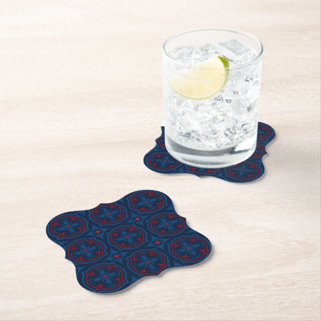Decorative Floral Tile Pattern Paper Coaster (Insitu)