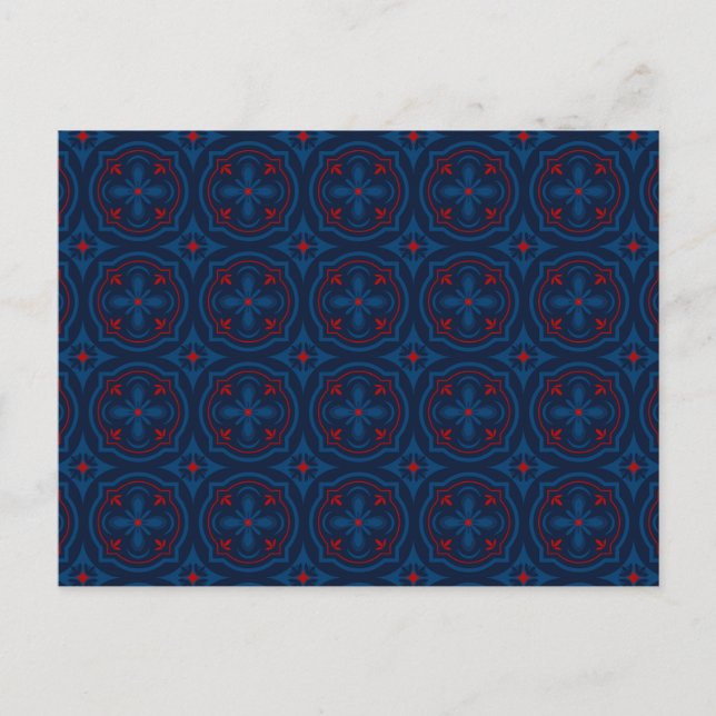Decorative Floral Tile Pattern Postcard (Front)