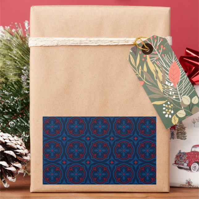 Decorative Floral Tile Pattern Rectangular Sticker (Holiday)