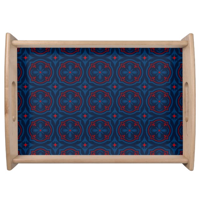 Decorative Floral Tile Pattern Serving Tray (Front)