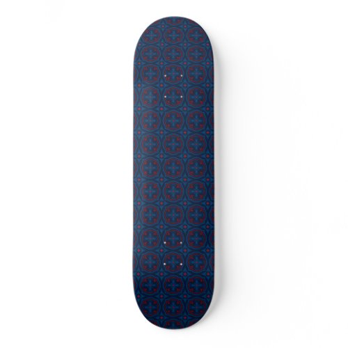 Decorative Floral Tile Pattern Skateboard