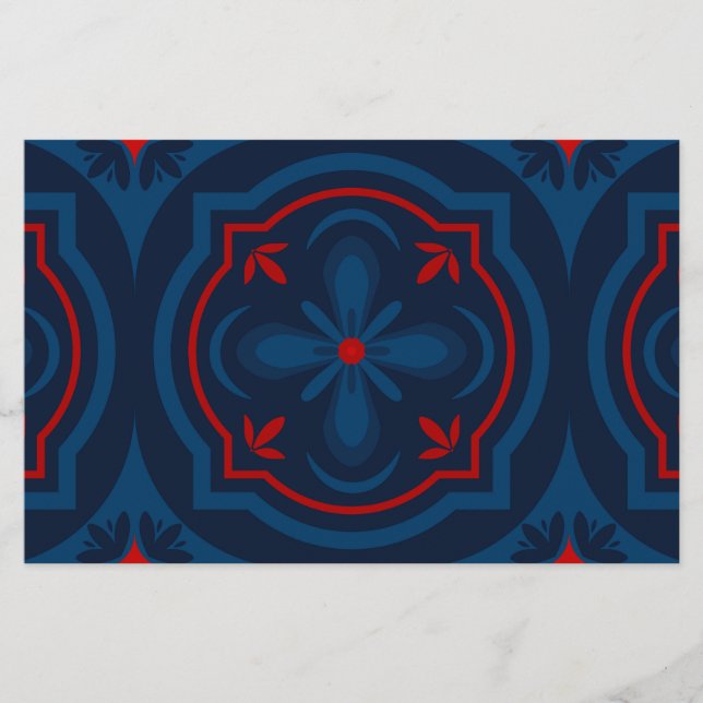 Decorative Floral Tile Pattern Stationery (Front)