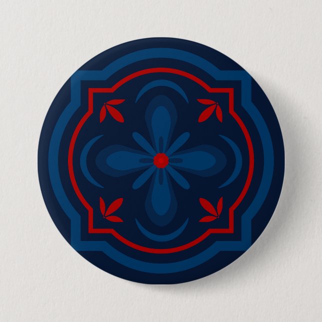 Decorative floral tiles pattern  button (Front)