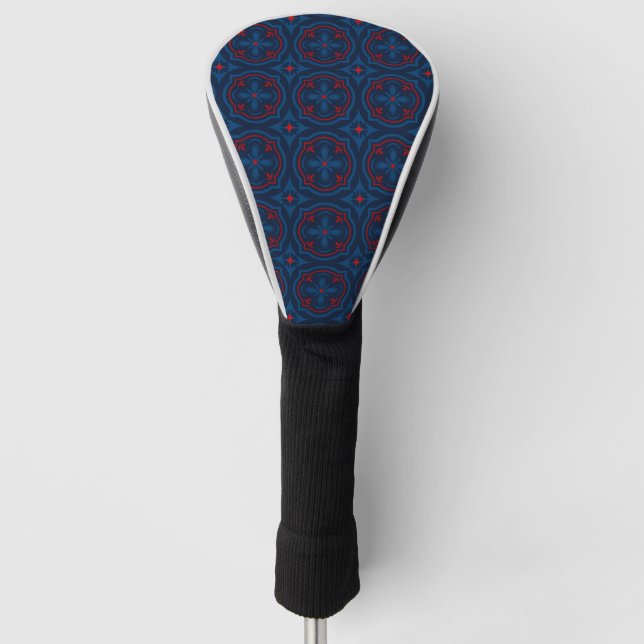 Decorative floral tiles pattern  golf head cover (Front)