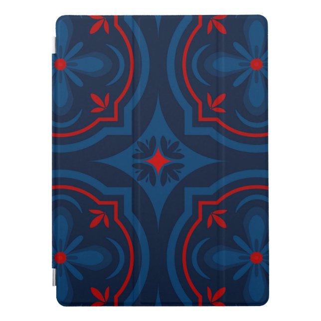 Decorative floral tiles pattern  iPad pro cover (Front)