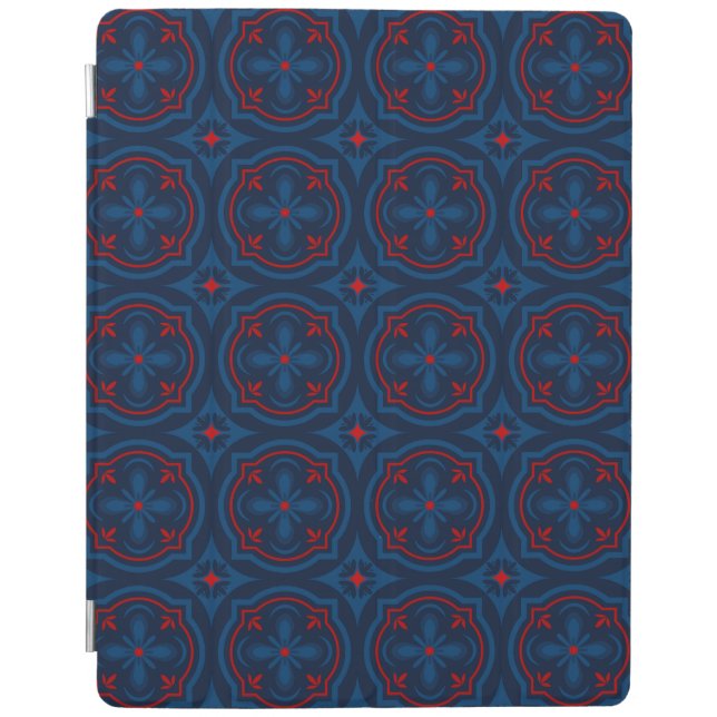 Decorative floral tiles pattern  iPad smart cover (Front)