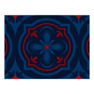 Decorative floral tiles pattern  poster