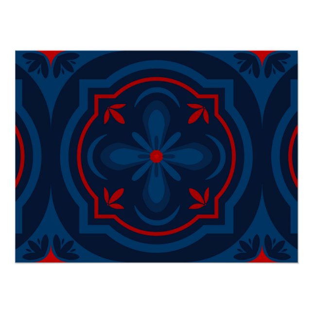 Decorative floral tiles pattern  poster (Front)