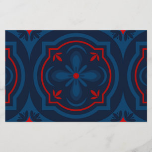Decorative floral tiles pattern stationery