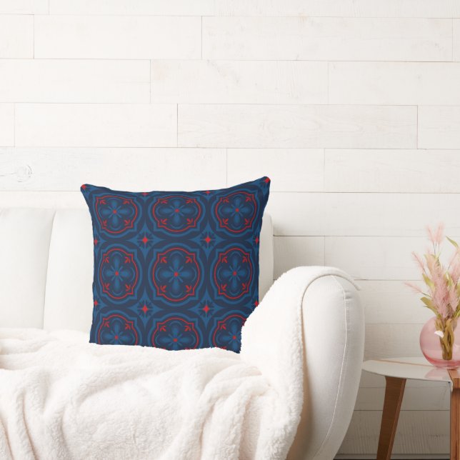 Decorative floral tiles pattern  throw pillow (Couch)