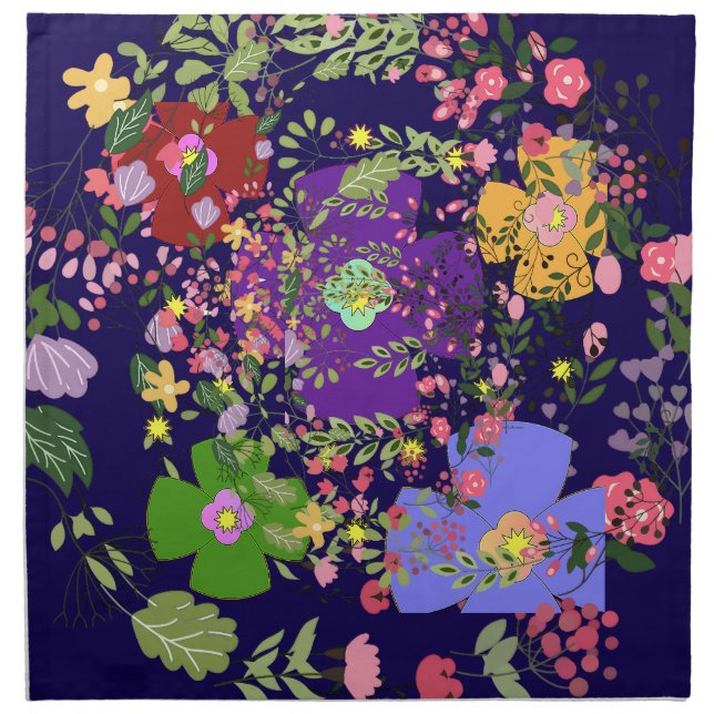 Decorative Florals  Cloth Napkin (Front)
