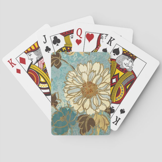 Decorative Florals in Blue and White Poker Cards (Back)