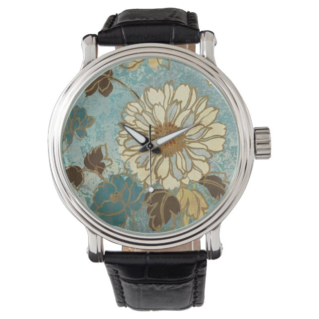 Decorative Florals in Blue and White Watch (Front)