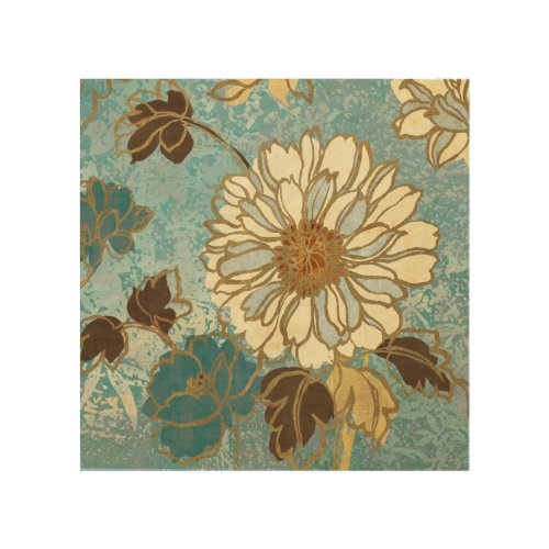 Decorative Florals in Blue and White Wood Wall Art