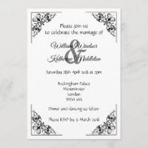 Decorative flourish corners Wedding Invitation