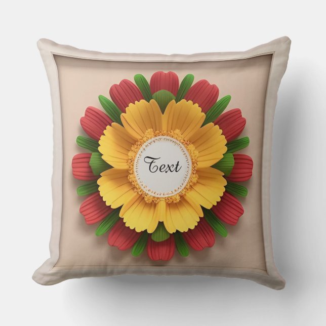 Decorative Flower Frame Throw Pillow (Front)