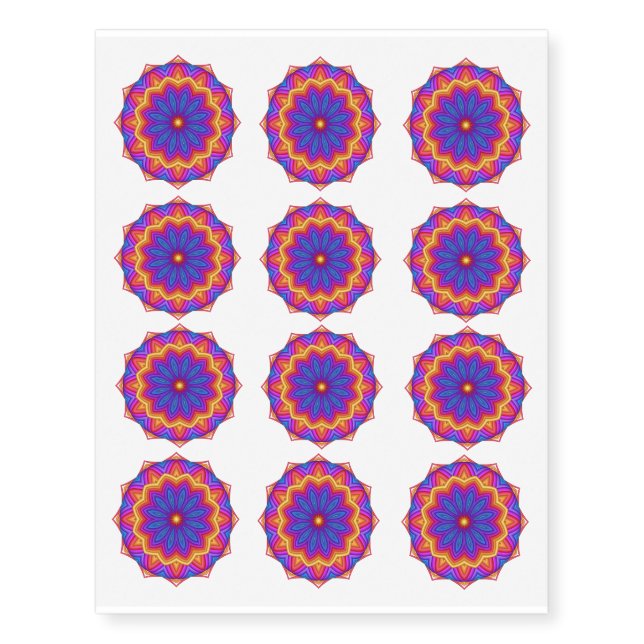 Decorative Flower Medallion Temporary Tattoos (Front)