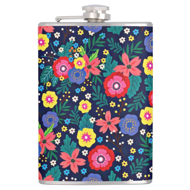 Decorative Flowers And Leaves Pattern-48675 Flask (Front)