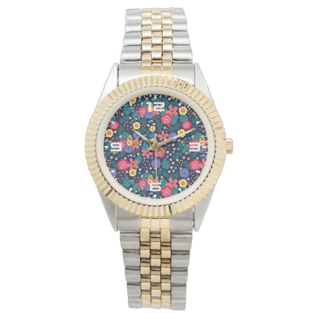 Decorative Flowers And Leaves Pattern-48675 Watch (Front)