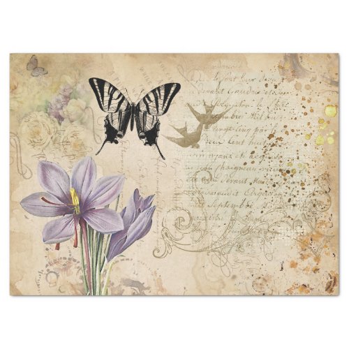 Decorative Flowers Butterflies Ephemera Decoupage Tissue Paper