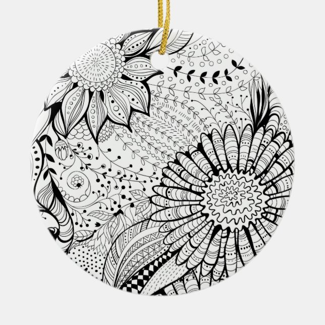 Decorative flowers ceramic ornament (Front)