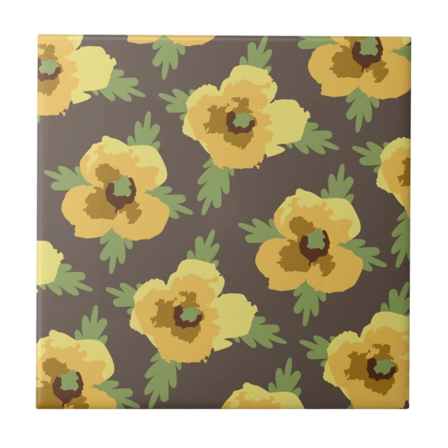 Decorative Flowers Ceramic Tile (Front)
