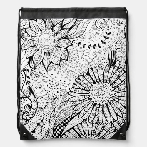 Decorative flowers drawstring bag