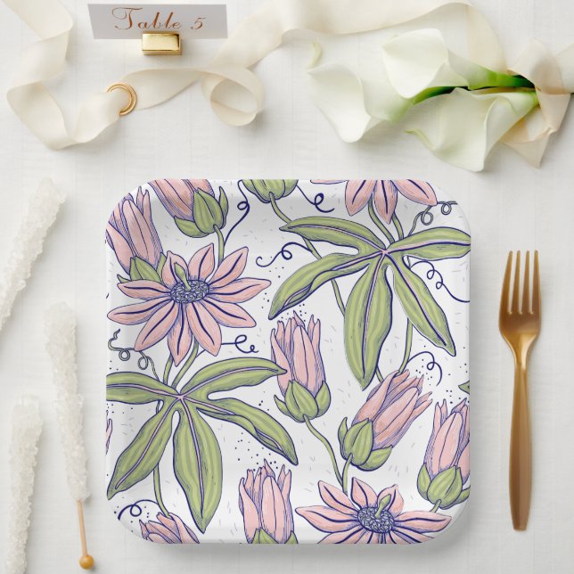 Decorative flowers for special occasion l Pink  Paper Plates (Wedding)