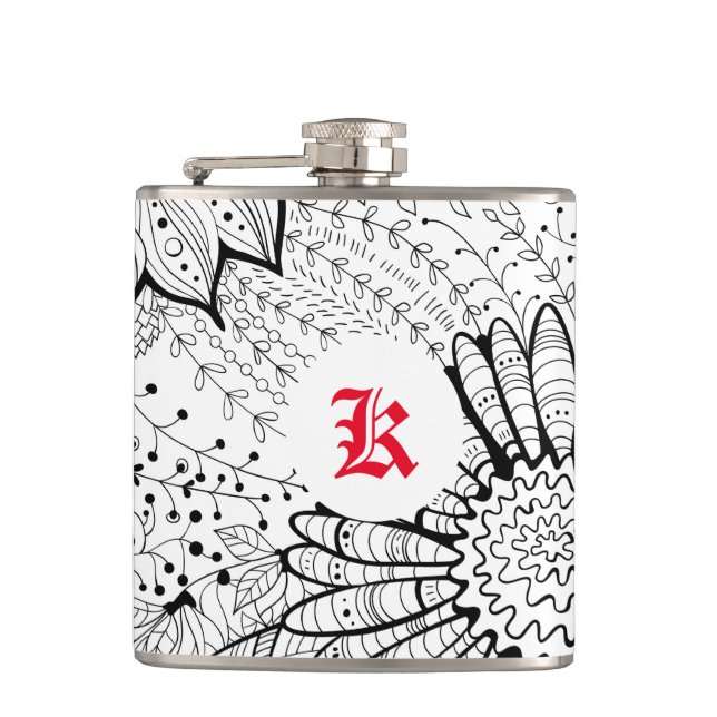 Decorative flowers hip flask (Front)