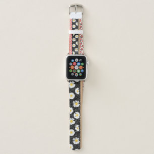 Decorative Flowers: Patchwork Tile Pattern Apple Watch Band