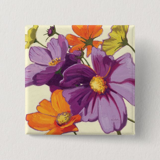 Decorative Flowers Pinback Button (Front)