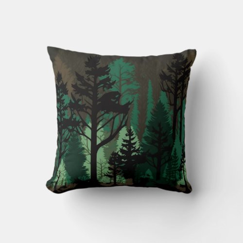 Decorative Forest Green Pine Tree Throw Pillow