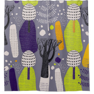 Decorative forest, vintage artistic illustration. shower curtain