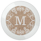 Decorative Frame Burlap Monogram USB Charging Station (Front)