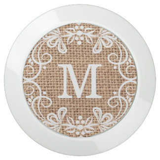 Decorative Frame Burlap Monogram USB Charging Station