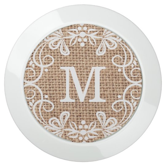 Decorative Frame Burlap Monogram Usb Charging Station Zazzle Com