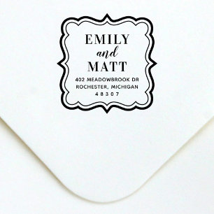 Decorative Frame Couple Wedding Address Self-inking Stamp