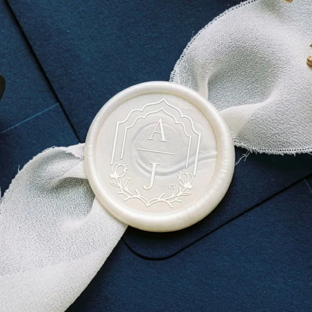 Decorative Frame Custom Floral Wedding Monogram Wax Seal Stamp | Zazzle