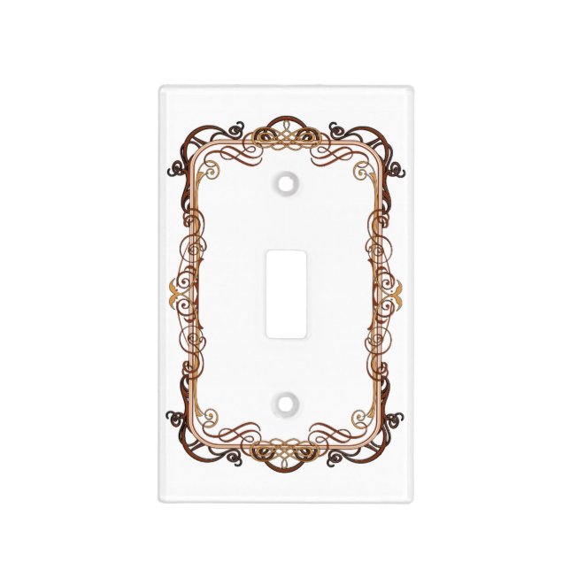 decorative frame gold on white light switch cover (Front)