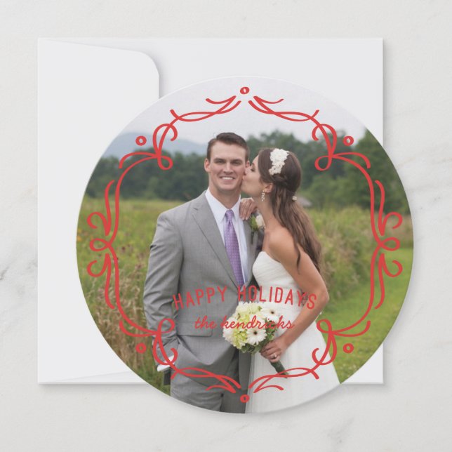 Decorative Frame Holiday Card - Red (Front)